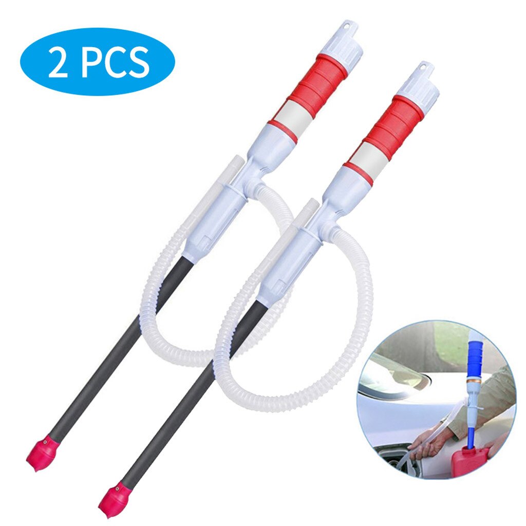 2pcs Electric Automatic Fuel Fluid Water Pump Siphon Pump Battery Powered Gas Water Bathroom Pond Manual pump Liquid: Red