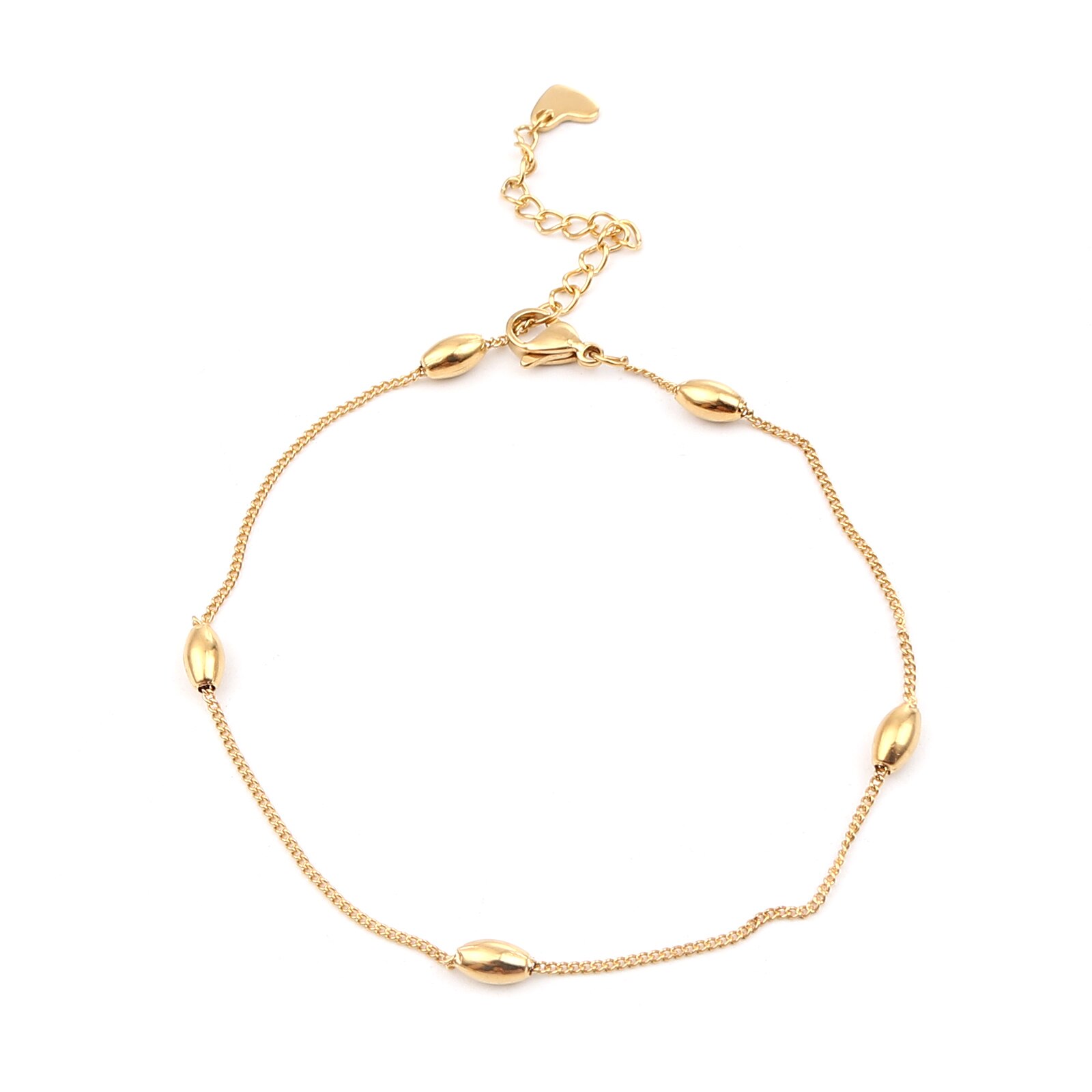 Mode 304 Rvs Enkelband Voor Vrouwen Gouden Kleur/Zilver Kleur Enkelbandje Armband Op De Hand Lover Sieraden , 1 Stuk: Gold