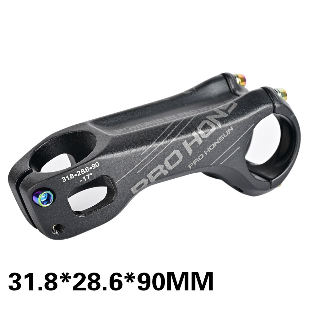 PRO HONSUN Bicycle stem road 17 Degree Stem Road MTB Bicycle lightweight handle 7075CNC aluminum alloy handle 28.6/31.8mm 90MM: Black 90MM