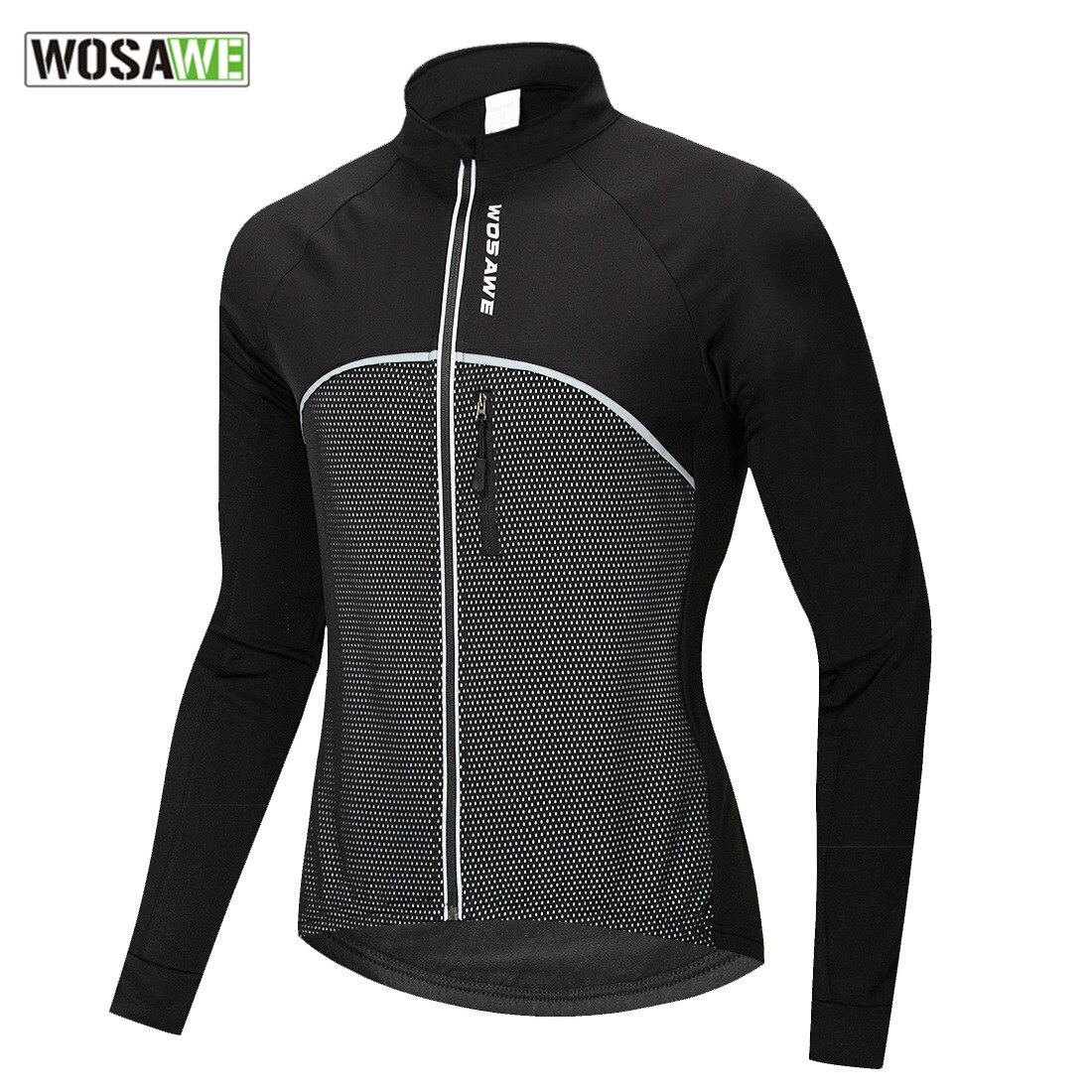 WOSAWE Autumn Winter Men Women's Cycling Jacket Reflective Clothing Windproof Warm Thermal Fleece Road Mountain Bike MTB Jackets: Black / L