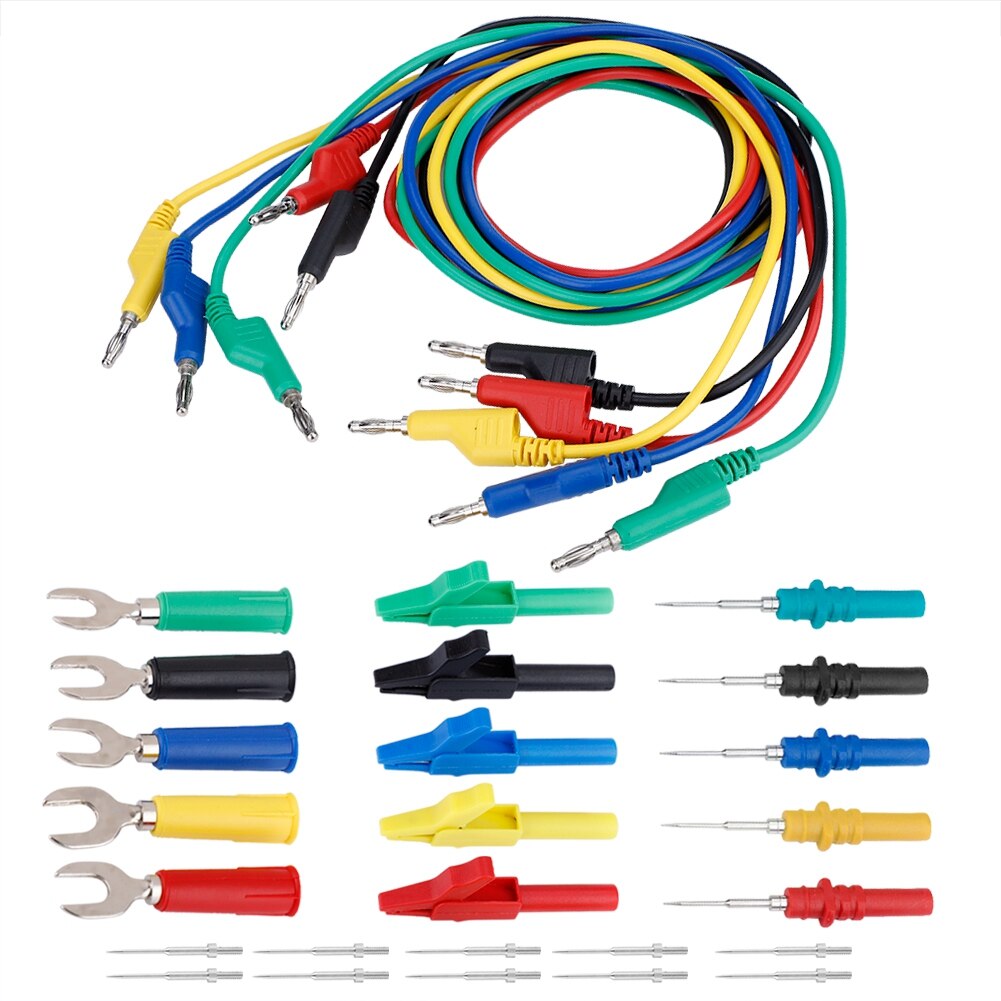 P1036a/p1036b bananplugger testledningssett til multimeter klipsinnsats e: Hvit