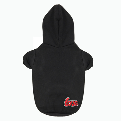 "Love" Embroidered pattern Pet Puppy Dog Clothes Hoodies Jumpers Tracksuits for Small Medium Dogs: Black / M