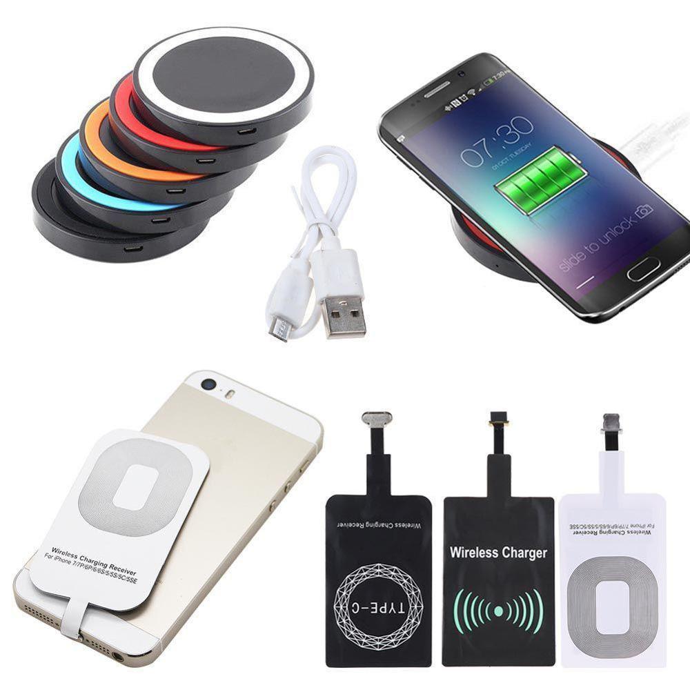 Wireless Qi Induction Charger Receiver Charging Adapter 7 IQ Dock huawei Pad For iphone 5 6 TypeC Connector Samsung USB Mic N2D8