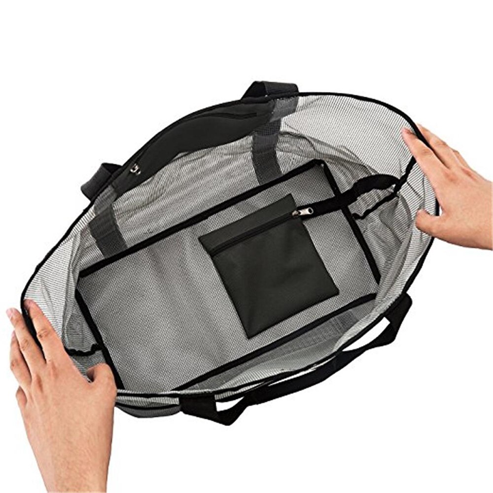 Mesh Strand Draagtas Praktische Shopping Bag Schouder Tote Grote Handtas voor Vrouwen Reizen Picknick Zwemmen Mobiele Telefoon