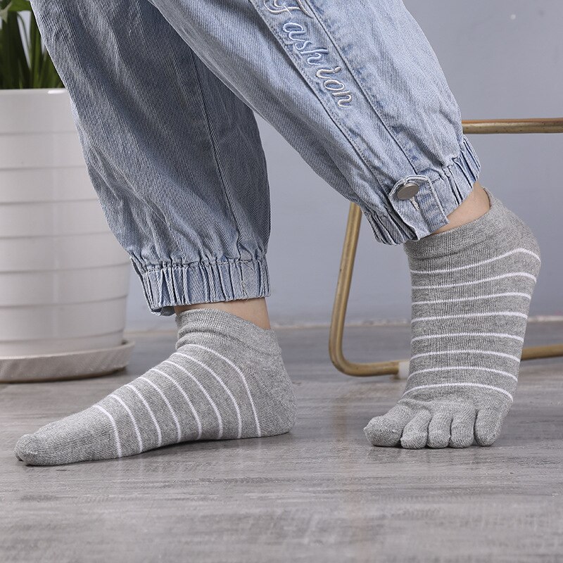 1 paire de chaussettes à cinq doigts en pur coton pour femme et fille, rayées, solides, , mignonnes, Harajuku, sans spectacle, avec orteils, offre spéciale
