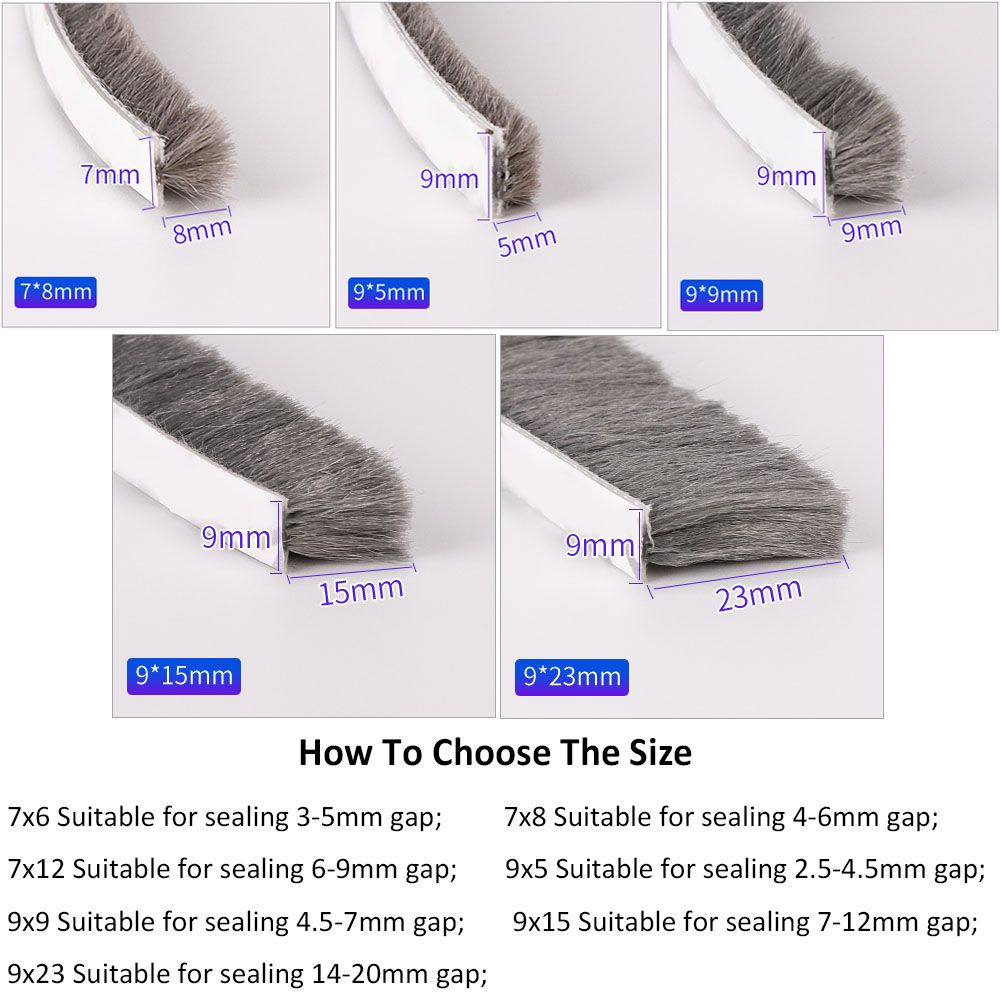 5 Meter Borstelstrip Zelfklevende Deur Raam Afdichting Strip Home Deur Geluidsisolatie Windbestendige Strip Pakking