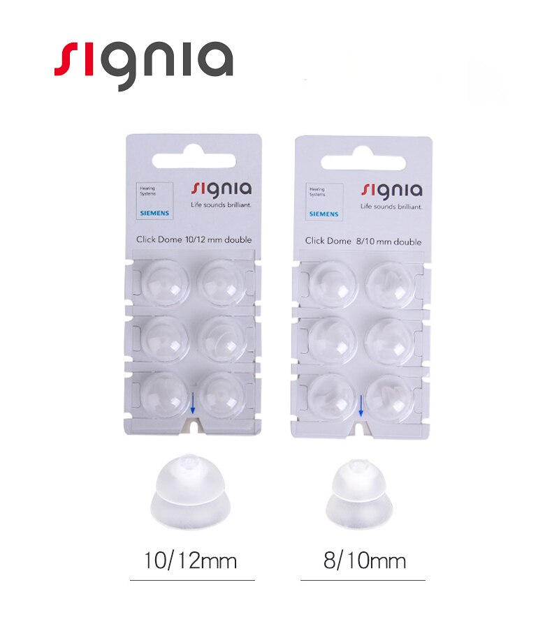 Siemens Signia Original Silicone Eardomes 6 Pieces of Ear Tips Click Sleeve Vented for CIC ITC and RIC Model Hering Aids