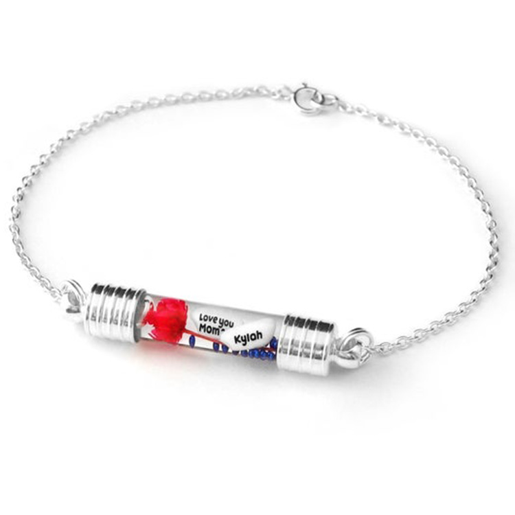 8PCS 8MM Glass Tube Vial Pendant Bracelet Name on Rice DIY Bracelets Wishing Glass Bottle Jewelry Finding