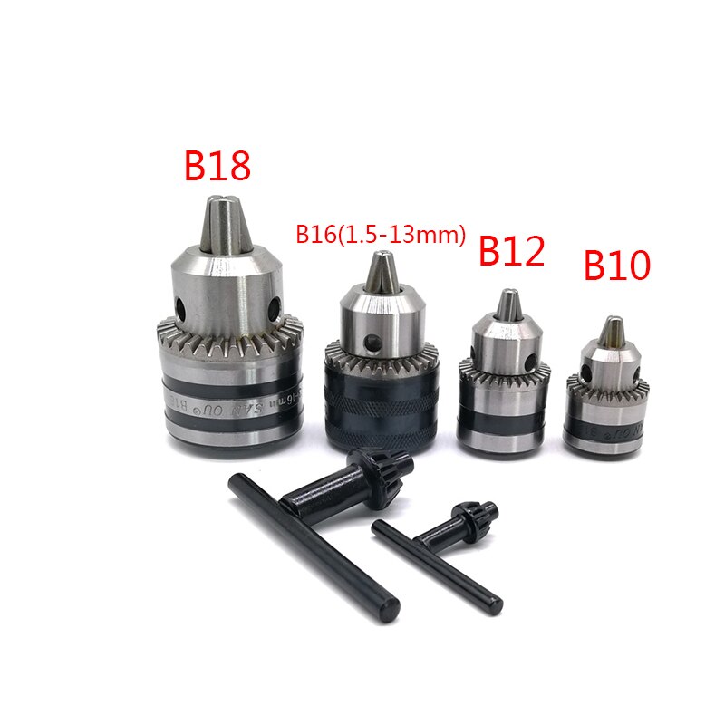 1pcs keys drill chuck B10 B12 B16 B18 0.6-6MM 1-10MM 1.5-13MM 3-16MM collet chuck for CNC drilling machine: B12 / Light duty