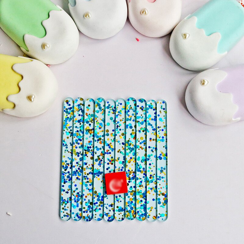 Useful Acrylic Ice Cream Sticks Popsicle Stick Kids Crafts DIY Handmade Making Crafts Baby Shower Kids: Blue