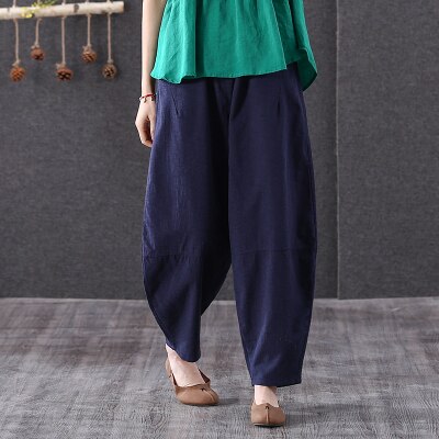 Lniane spodnie kobiet chiński styl lniane spodnie damskie w tradycyjny chiński spodnie FF820: 1 / XL