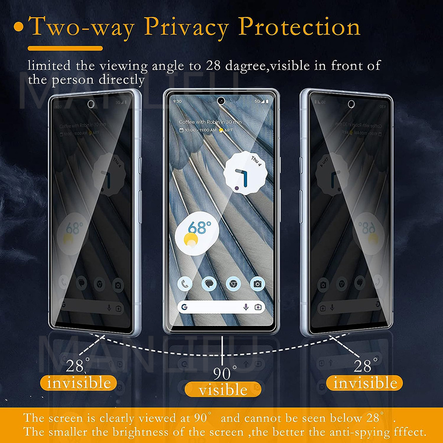 Privacy Screen Protector for Google Pixel 7a Anti Spy Full Screen Tempered Glass Film Case Friendly for Google Pixel 6 7 8 Pro