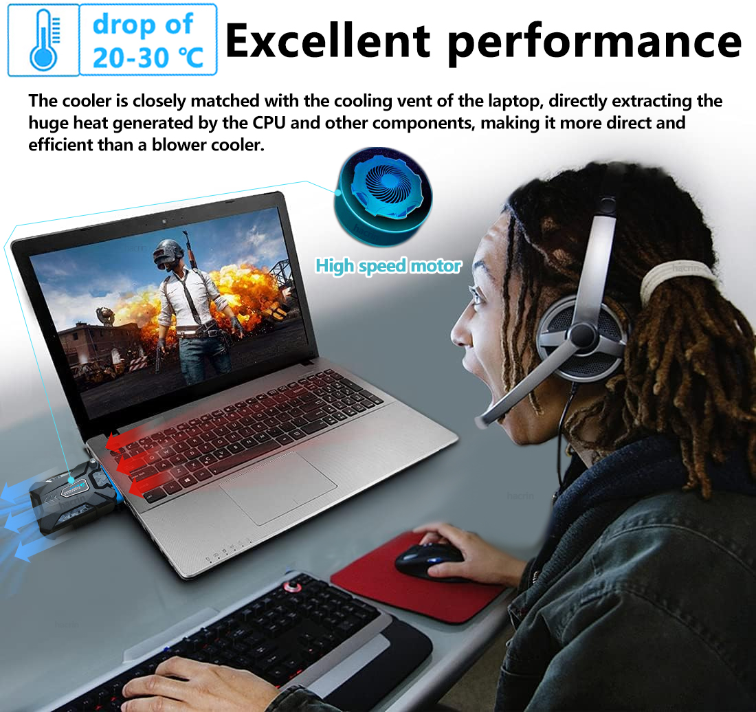 Laptop Cooler Vacuum Portable External Notebook USB Notebook Cooler Extracting Cooling Fan for 15 15.6 17 Inch Laptop Cooling