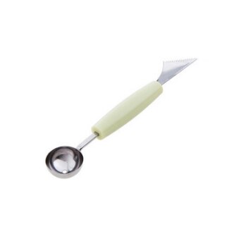 Yuryfvna 2 In 1 Multi-Functionele Meloen Baller Scoop Fruit Vleesmes Rvs Dunschiller Vruchten Cutter Vorm Fruit scooper: Green