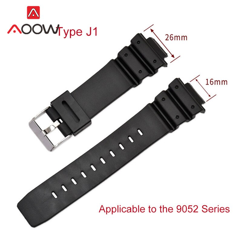 16mm silikon klokkereim for casio g-shock 9052 5600 6900 serie reim herre gummi sport vanntett erstatningsbånd tilbehør: Type  j1 9052