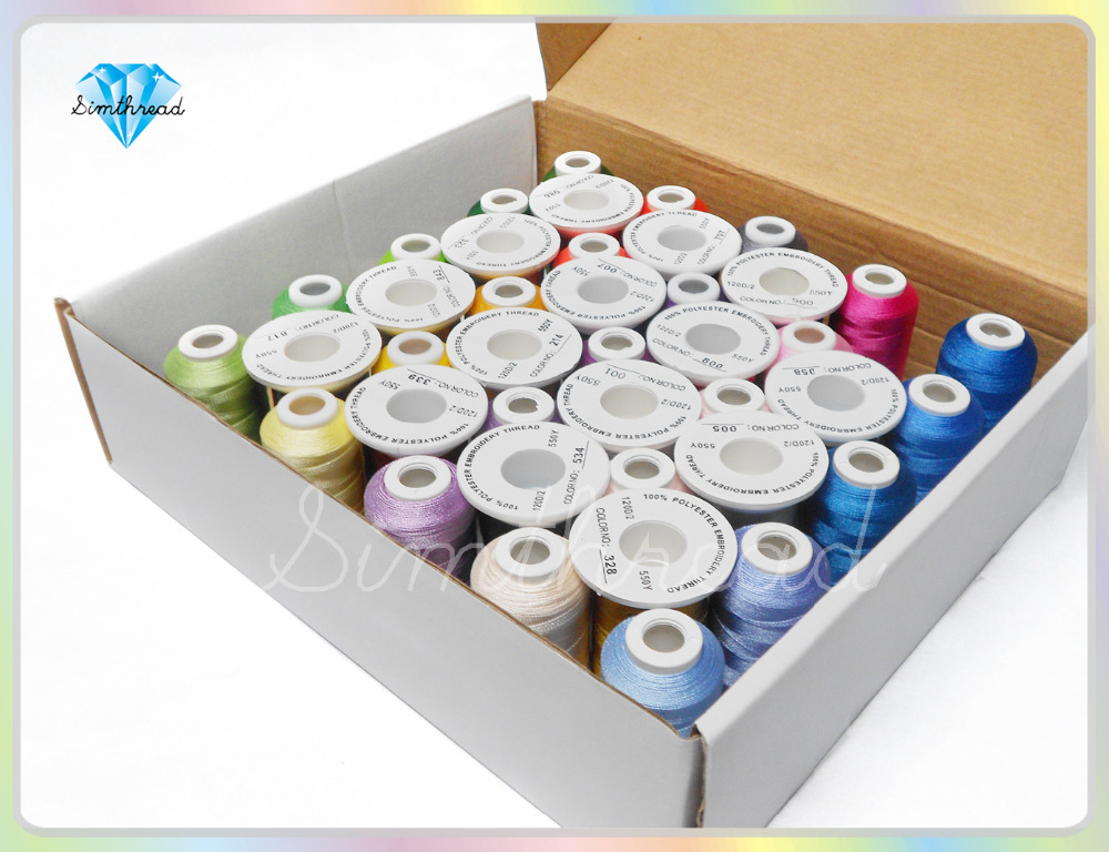 Simthread carretel de linha 300m/63 cores, bobinas de linha de poliéster para bordar