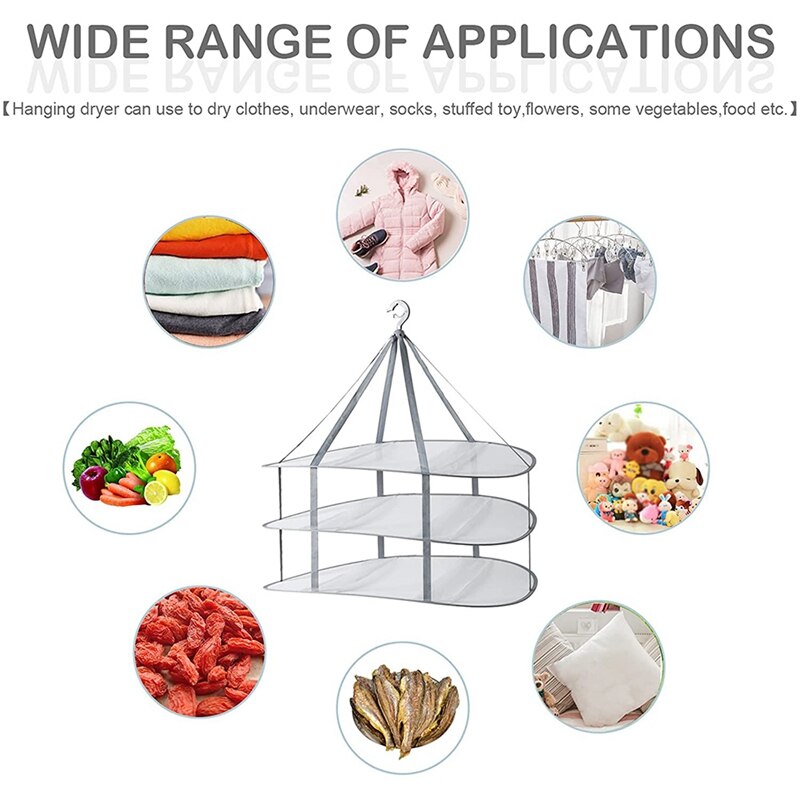 Sweater Drying Rack Hanging Clothes Hanging Dryer Laundry Mesh Drying Rack, Foldable Clothing Dryer Racks