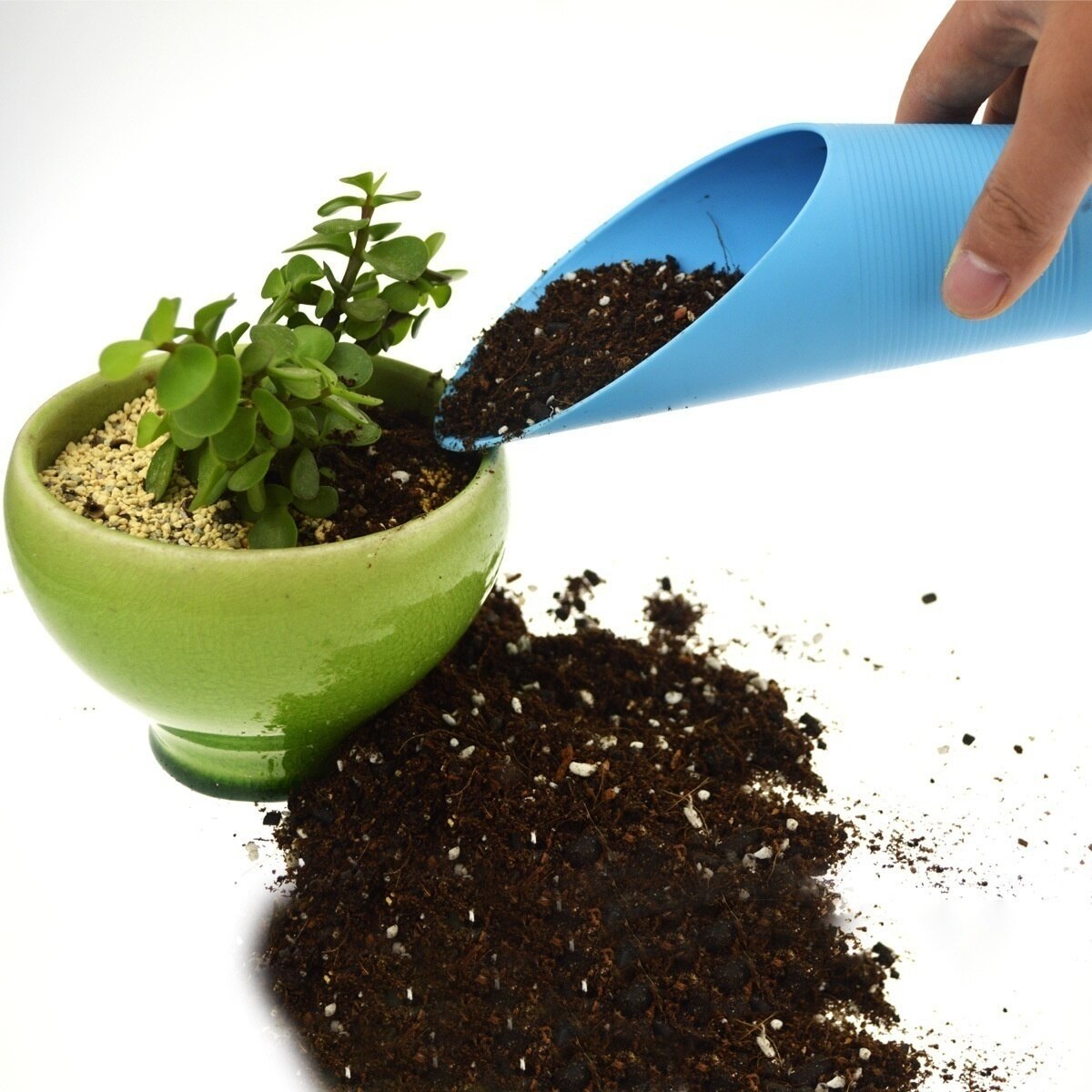 Mini farverig plastik spade skovl pottedyrkning cylinder vanddunk mini kødfuld plante jord spade skovl havearbejde