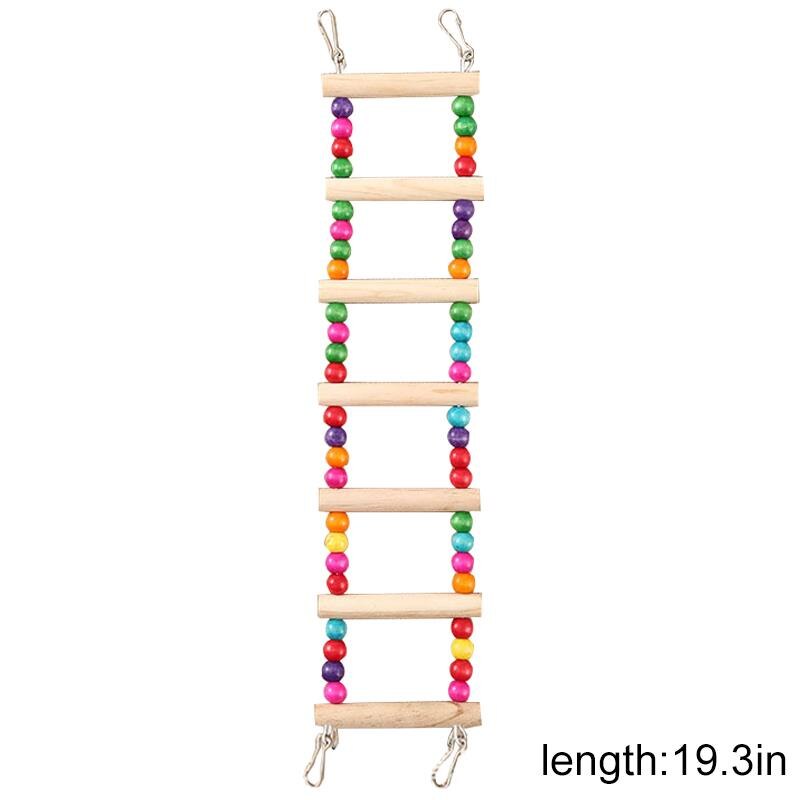 Houten Vogelladder – 7 Treden, 30x7cm, Met Metalen Haak, Voor Klim- En Rustplezier In De Kooi
