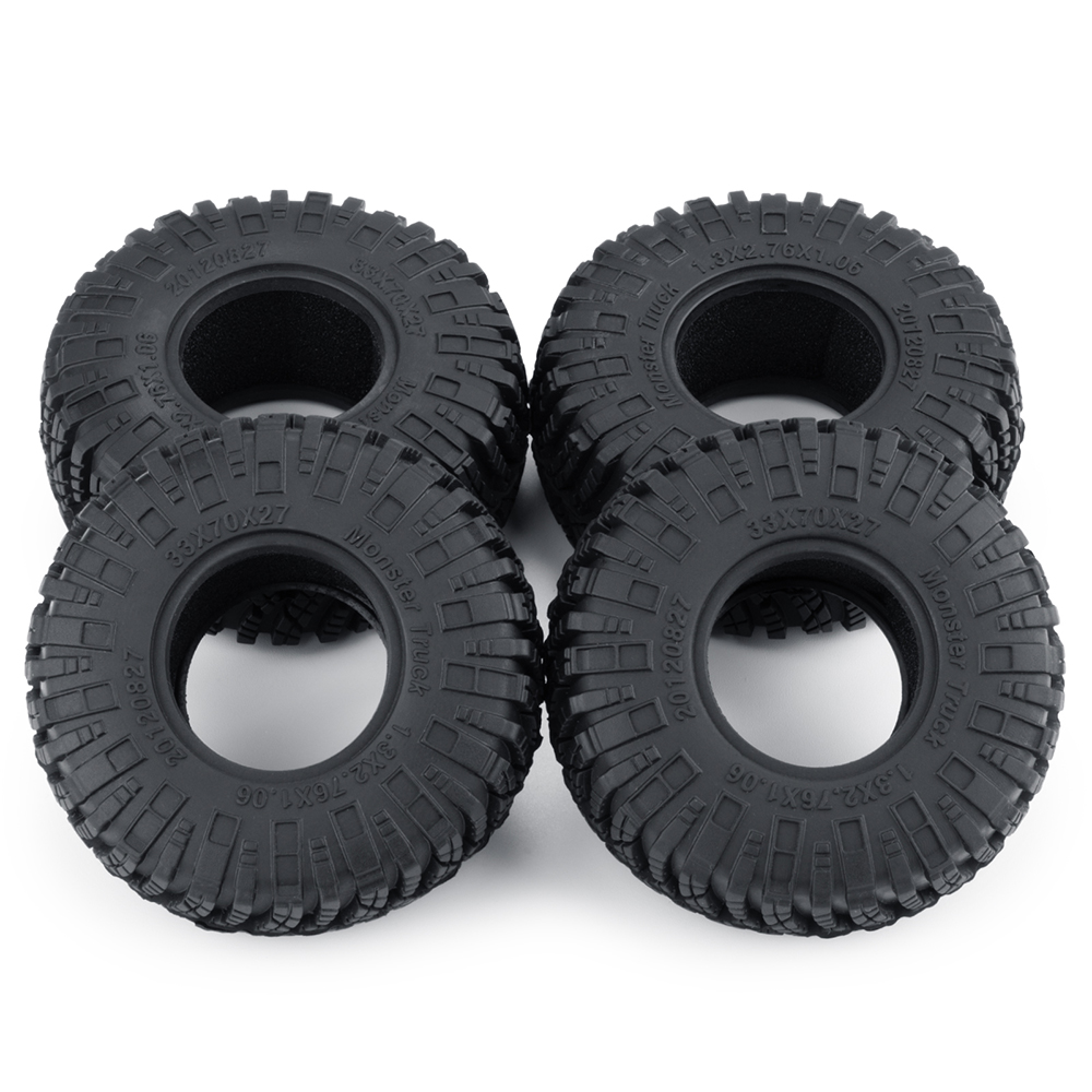 AXSPEED 4 pièces 1.3 "pneus en caoutchouc, 1.1 pouces pneus de roue de Terrain de boue pour 1/18 1/24 Micro chenille TRX4M Axial SCX24 FMS FCX24 pièces