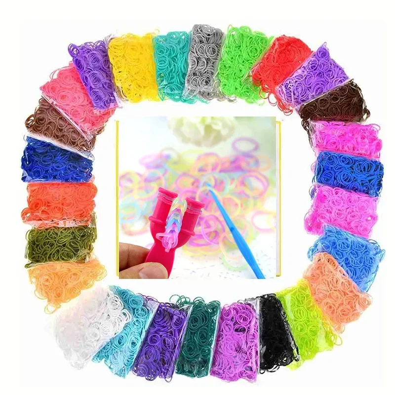 600pcs Elastic Rubber Loom Bands DIY Handmake Craft Rubber Band Bracelets for Children Women Wrist Jewelry Making Supplies
