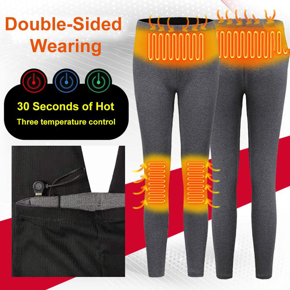 Intelligente usb opvarmede bukser kvinder genopladelige isolerede bukser mænd opvarmet slim fit opvarmet basislag bukser