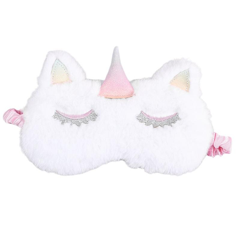 Masque pour les yeux en forme de licorne, bandeau de nuit, léger et confortable pour dormir, bandeau de nuit Super doux pour dormir en déplacement, siestes de travail: WHITE