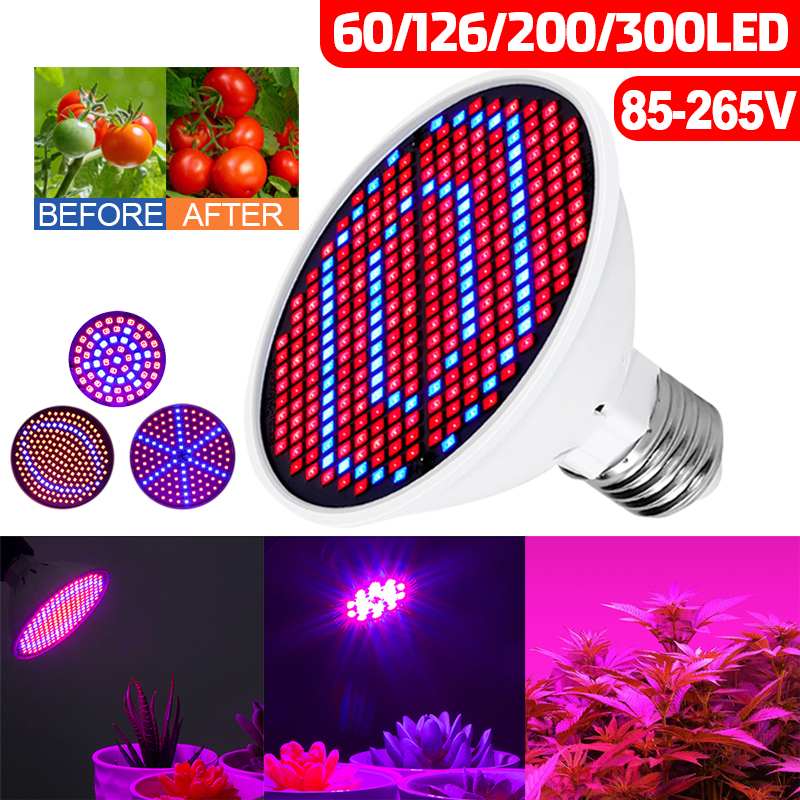 60/126/200/300leds E27 LED Grow Lamp Full Spectrum LED Plant Growth Lamp Indoor Lighting Grow Light Plant E27 Hydroponic System