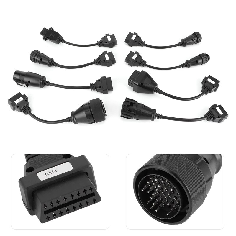 8Pcs OBD Cable OBD2 Extension Cables Lightweight and Portable for Automatic Scanner Truck Diagnostic Cables