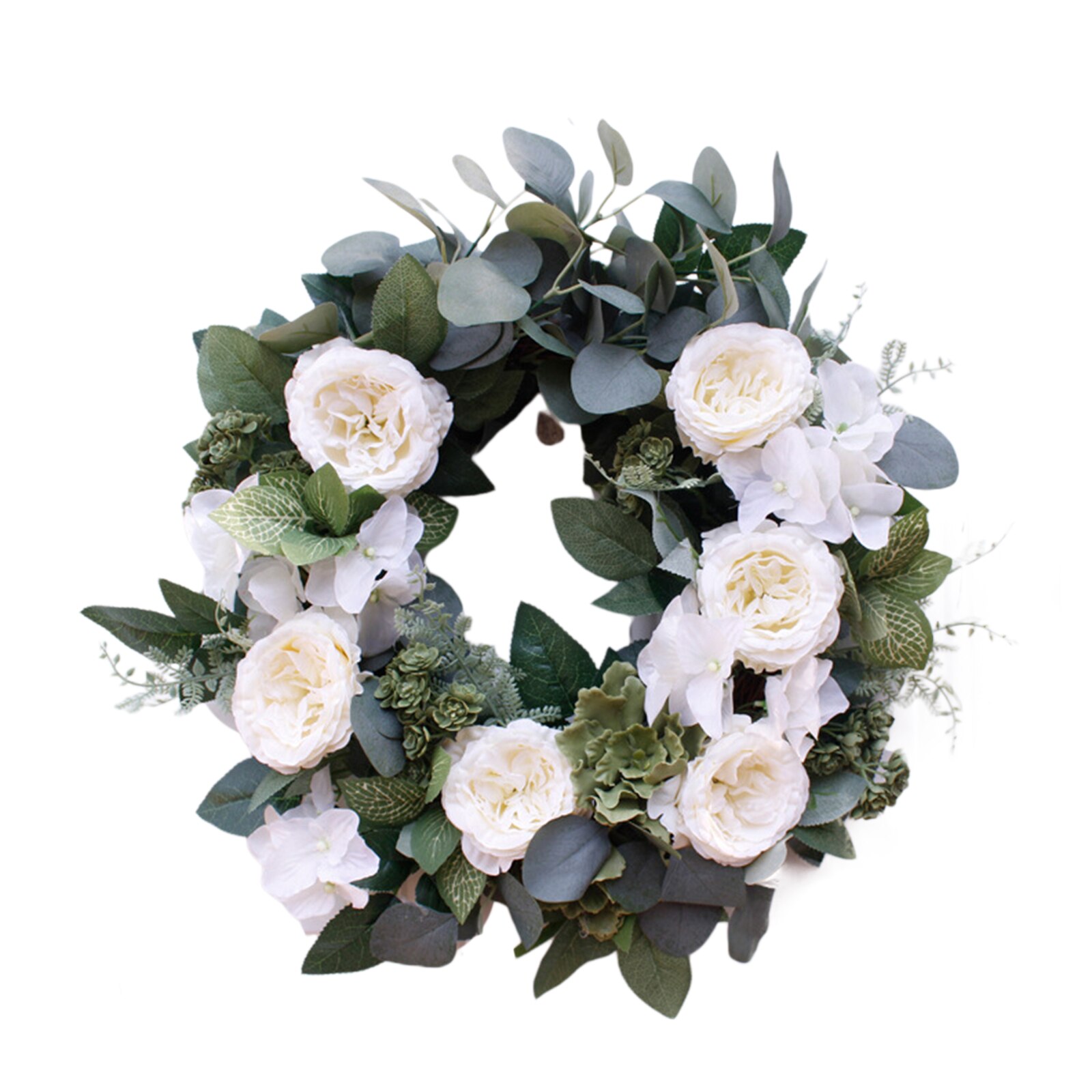 RXMORI Kunstmatige Olijfbladkrans voor Voordeur, 50 Cm Groene Olijfkrans met Olijfbladeren en Olijfboon, Groene Krans voor Huismuurraam, Bruiloft Lente- en Zomerdecoraties(#1
