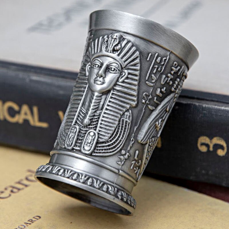 Sinklegering egyptisk farao vinglass oldtidens Egypt totem vinglass europeisk retro vinglass metallhåndverk