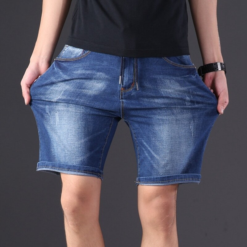 Ekstra stor denim overdimensjonert herre elastisk midje knelengde sommer løse shorts herre pluss størrelse 9xl 8xl 7xl 6xl