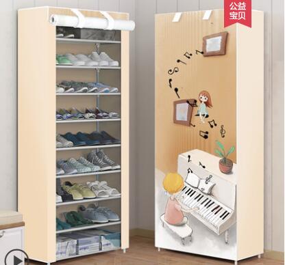 Multi-layer Shoe Rack Dustproof Fabric Assembly Shoe Storage Cabinet Stand Holder Space Save Shoe Organizer Rack pf082711: 10layer-music