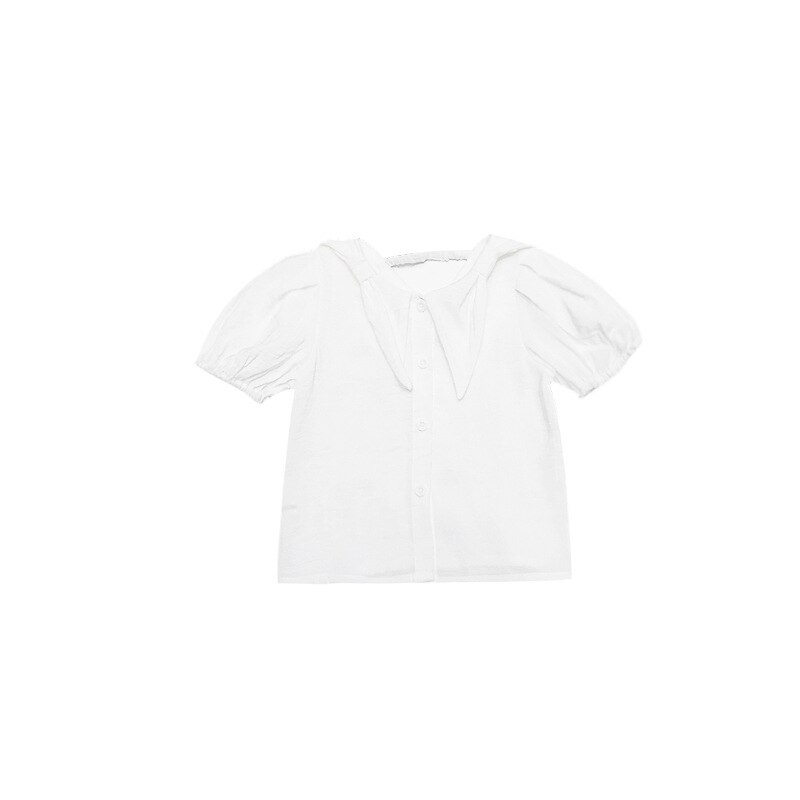 Camicie da bambina 2022 camicie da papillon coreane per bambini nuovi estivi top con risvolto bianco: 100cm