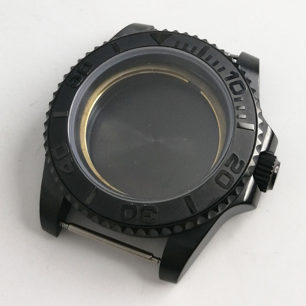 Fit Nh 35/Nh 36 Automatische Beweging Bliger Pvd Horloge Case 40 Mm Met Saffier Glas Geborsteld Bezel insert
