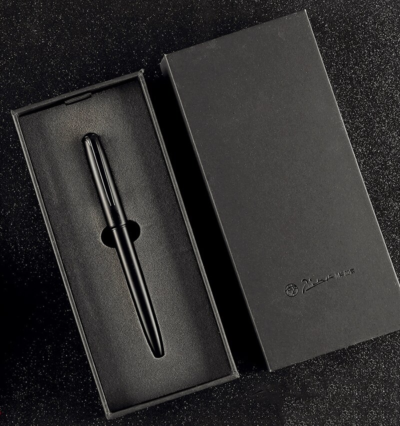 Picasso Pimio Black Metal Fountain Pen Titanium Black EF/M/Bent Nib 0.38/0.6/1.0mm Matte Barrel Box Option Business Pen Set: All Black-with Box / Medium Nib