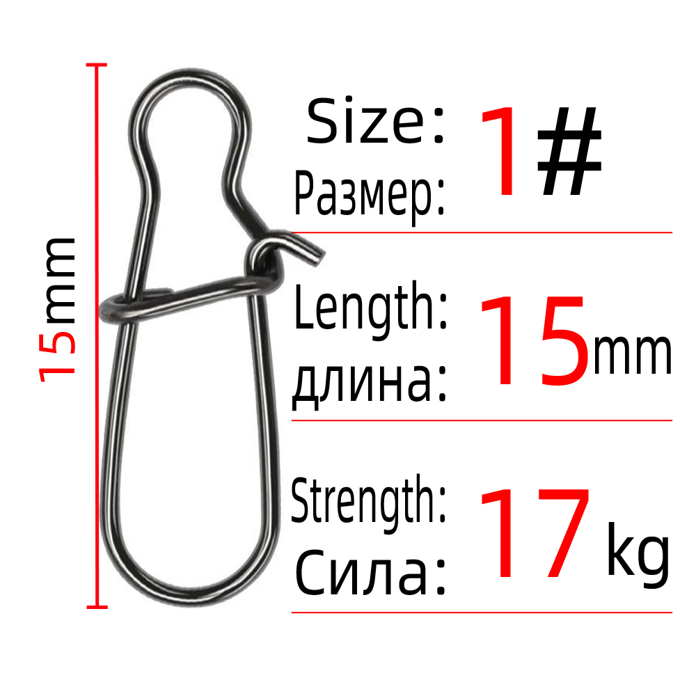 Dndyuju 30-50 Stuks Rvs Vissen Snap Verslaafd Snap Pin Fastlock Clip Rolling Swivel Accessoires Barrel Swivel Lokken haak: 50pcs / 1185 Size 1