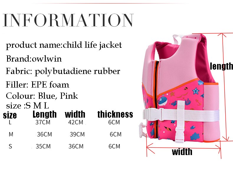 Owlwin Kind Water Sport Baby Life Vest Jacket Kinderen Neopreen Kajakken Varen Zwemmen Schuim Kleding Lifting Reddingsvest