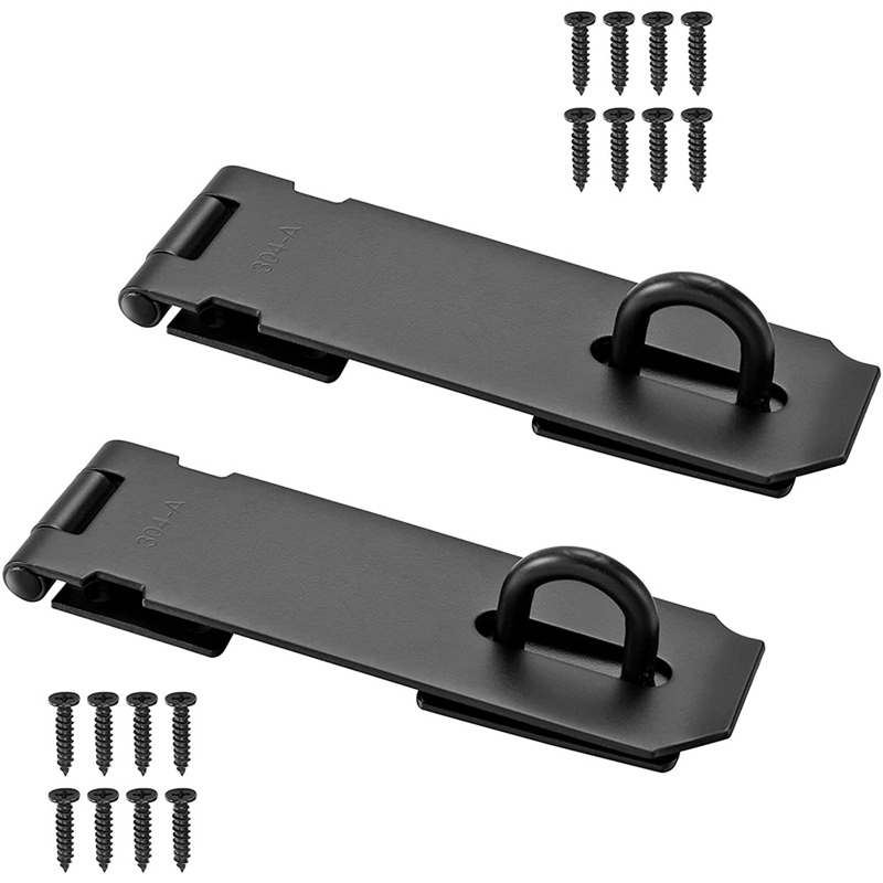 2 Pack Door Hasp Latch Lock 5 Inch Stainless Steel Safety Packlock Clasp Thick Door Gate Lock Hasp With Screws: Default Title