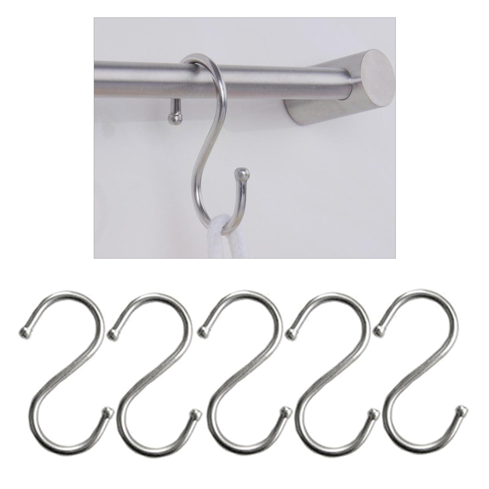 Set Van 5 Zware S Haken Boor-Gratis Purse Hanger Handdoek Wastafel Hanger L/S: 65x18x18mm