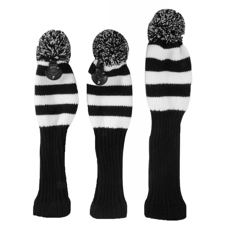 Fairway Metaal Hout Rood/Zwarte Golf Headcover Knit Pom Head Cover Set Duurzaam Slijtvast EDF88