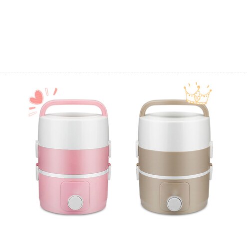 Electric Steamer Three-layer Heating Lunch Box With Timer Function: Light Grey