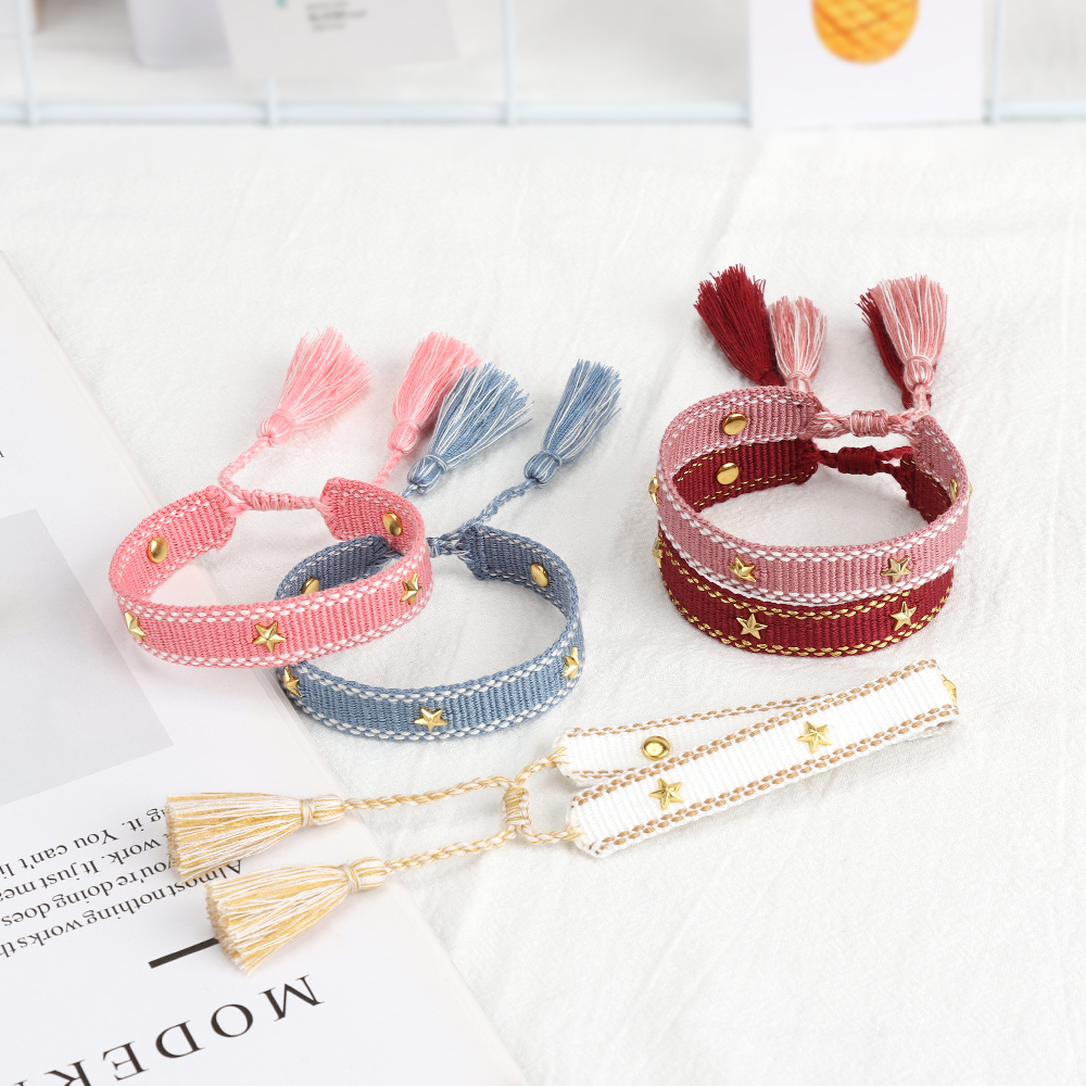 Bracciale dell'amicizia intrecciato per donne con piccole stelle Braccialetti di gioielli impilabili estivi Regali per la sorella