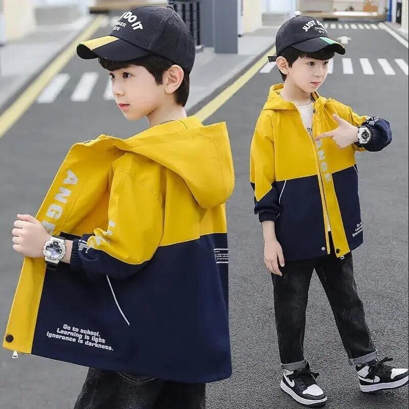 Lente 4-14Y Kinderkleding Jongens Jassen 2022 Trendy Buitenlandse Stijl Capuchon Katoenen Uitloper Kids Tops Windjack