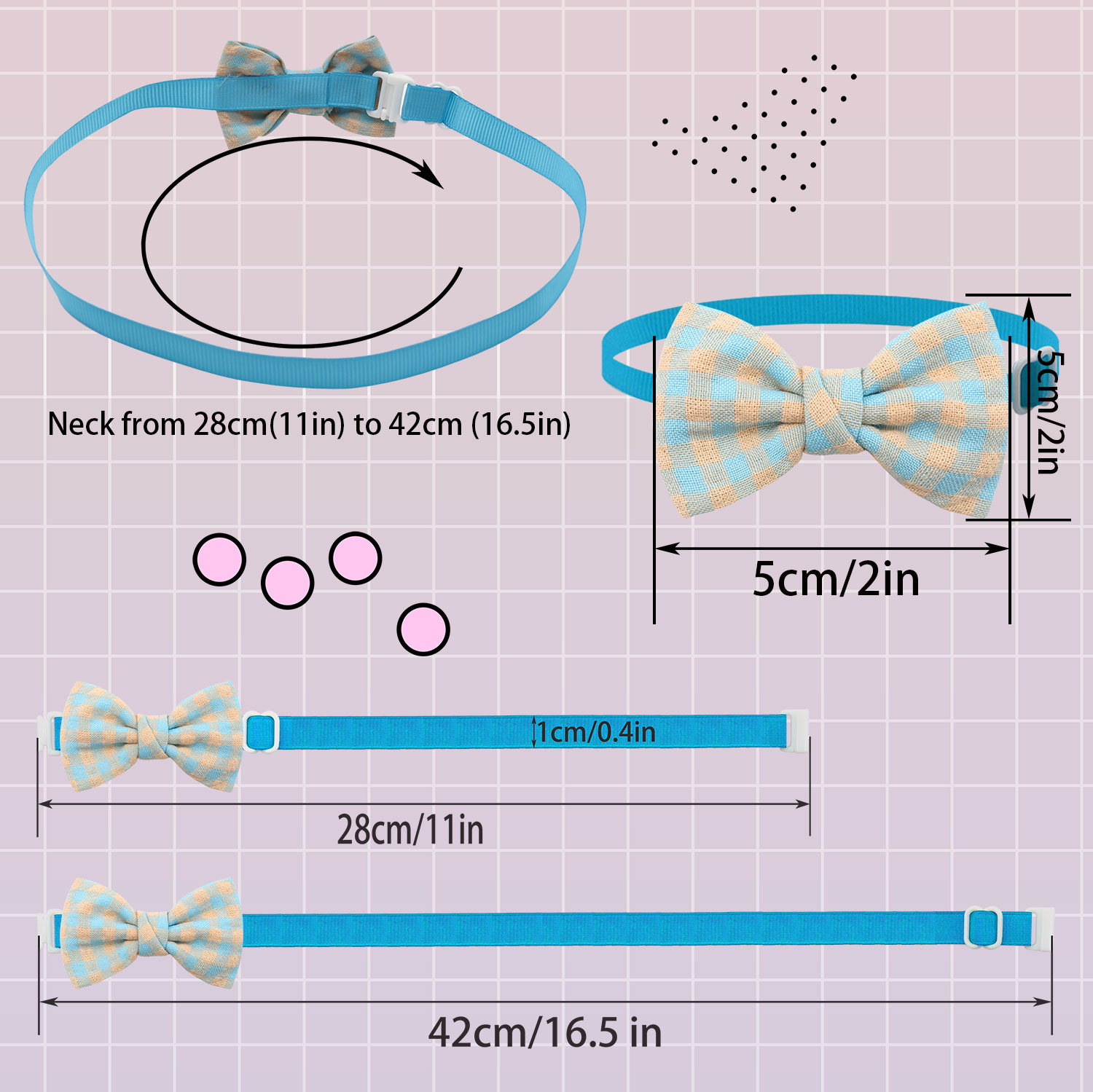 Nœuds pour chiens à carreaux en Textile Tartan, 50/100 pièces, collier réglable pour chiens, accessoires pour chiens de compagnie, nœuds de toilettage pour petits chiens et chats
