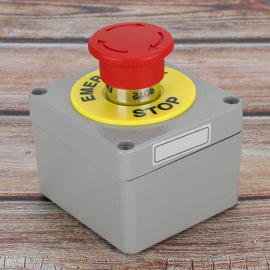 Switch Box 1 Button Emergency Stop Control Operation Box IP66 Dustproof Waterproof 80x75x60 Push Button Switch