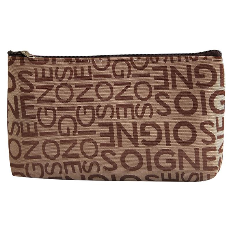 Neue Casual Make-Up Tasche Große Kapazität Brief Druck Tragbare Brief Drucken Zipper Kosmetik Tasche Kultur Beutel Für Reise: Light Coffee