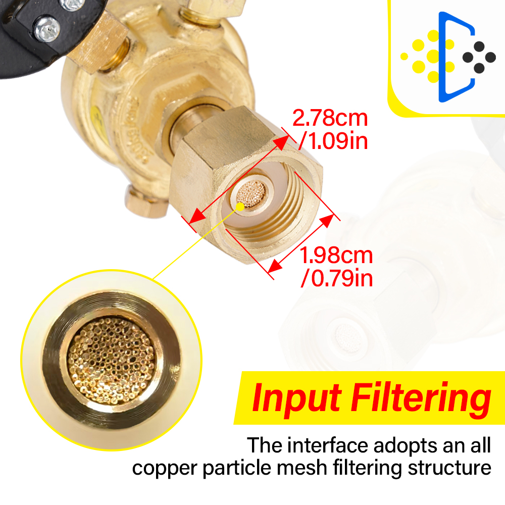 Mini Argon CO2 Gas Bottle Pressure Regulator MIG TIG Welding Flow Meter Gauge W21.8 1/4 Thread 0-20 mpa Regulator