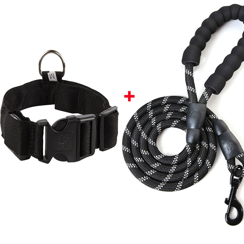 Mesh Nylon Pet Dog Collar And Leash Set Puppy Collar Dog Necklace Reflective Black Pitbull Terrier Leash Doberman Dog
