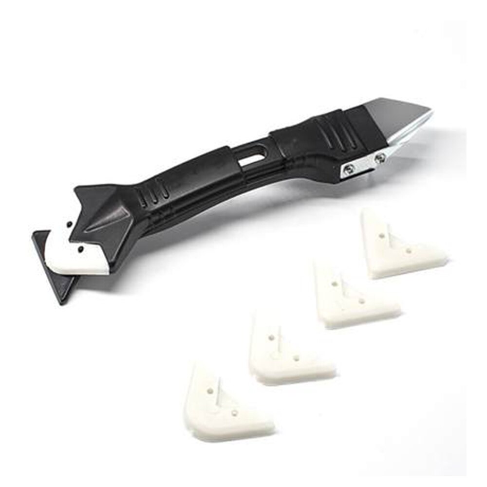 5 in 1 Multifunctional Silicone Remover Tool Caulk Finisher Sealant Smooth Scraper Grout Kit Tools For Home Sealant Remover: white